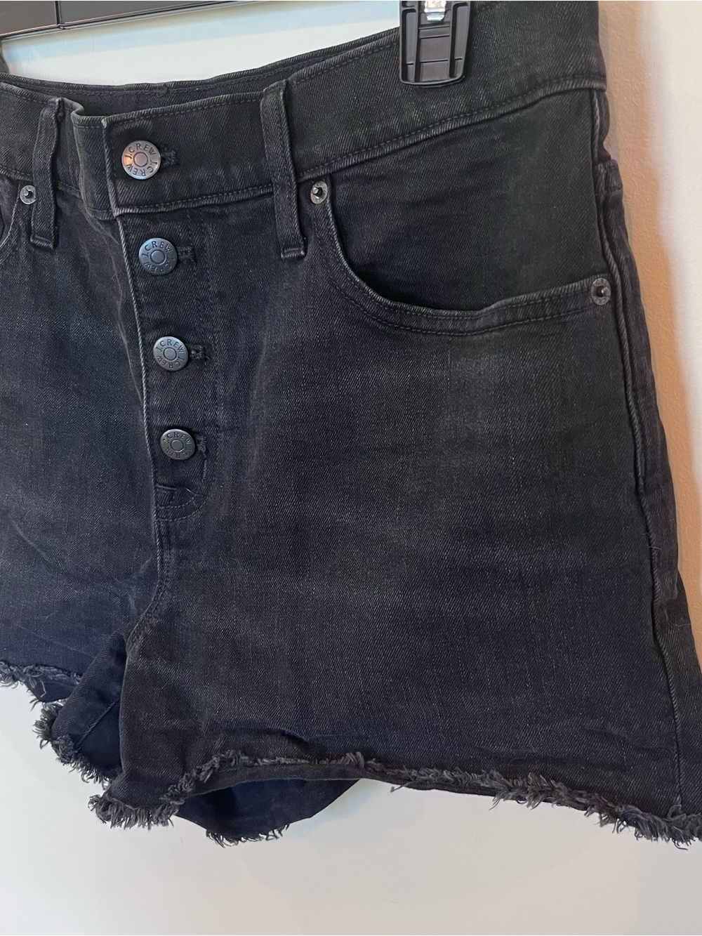 J.Crew Womens High Rise Button Fly Denim Shorts Black Raw Hem AW457 Size 29 - Picture 2 of 5